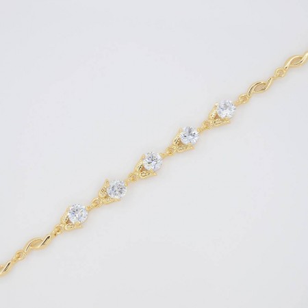 Женственный браслет с фианитами в позолоте 10-7079 фото | Brulik