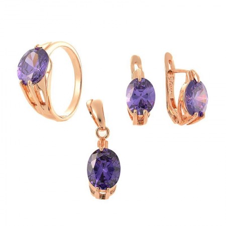 Позолоченный комплект  Fallon 81200135-фиолетовые фианиты фото | Brulik