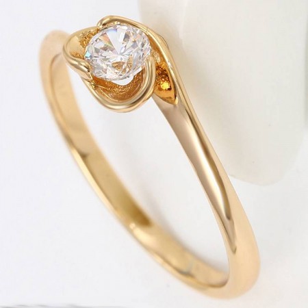 Грациозное позолоченное кольцо с фианитом 13961 фото | Brulik