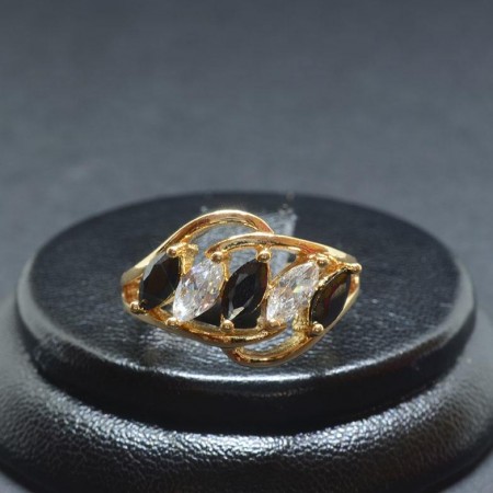 Позолоченное кольцо XP 1163-черно-белое фото | Brulik