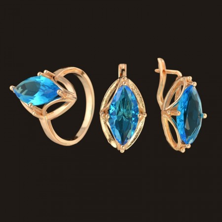 Позолоченное комплект  Fallon 81200122-голубой фото | Brulik