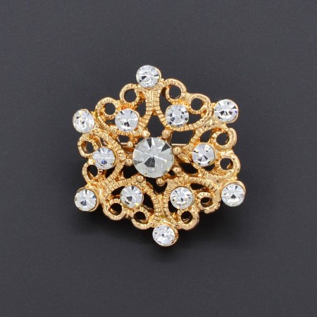 Пленительная брошь в позолоте с фианитами AK 334-43 фото | Brulik