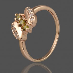 Позолоченное кольцо Fallon 83200871-зеленые фианиты фото | Brulik