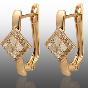 Позолочені сережки  Xuping 23962-білий фіаніт фото | Brulik