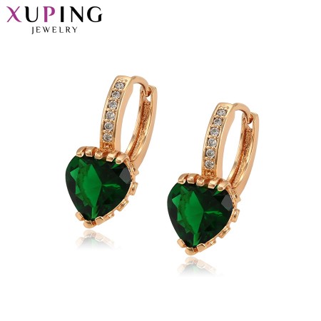 Позолоченные серьги Xuping 93825-изумрудный фото | Brulik