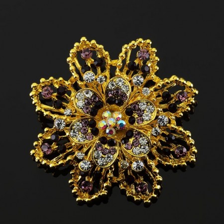 Брошь "Прекрасный цветок" 7913 - фиолетовый фото | Brulik