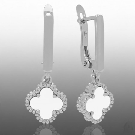 Сережки  у стилі Ван Кліф Fallon 42236005-білий фото | Brulik