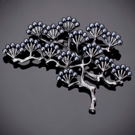 Стильная брошь-8432-черный