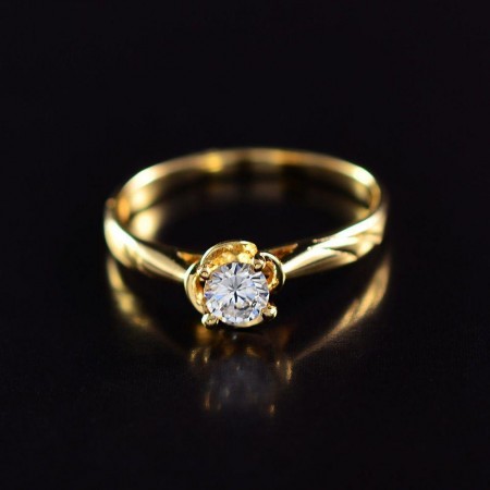 Позолоченное кольцо с фианитом оптом 13957 фото | Brulik