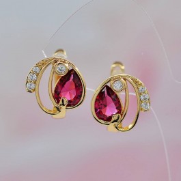 Изящные серьги оптом ХР 10-2120-красный корунд