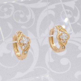 Прелестные серьги-колечки с фианитами 18К 10-2775