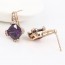 Шикарные ювелирные серьги-гвоздики 91928- фиолетовый  фото | Brulik