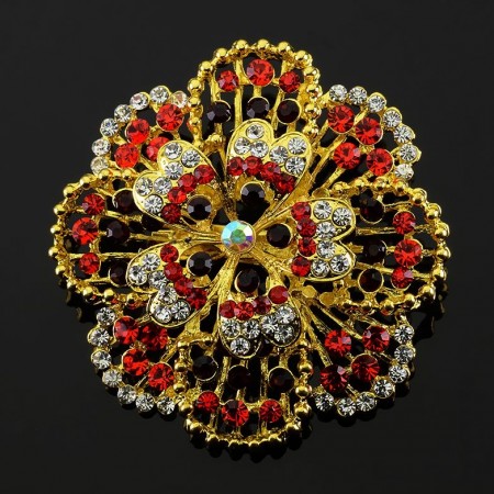 Брошь "Прекрасный цветок" 7913 - красный фото | Brulik