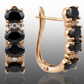 Позолочені сережки  Xuping 23359-чорні фіаніти фото | Brulik