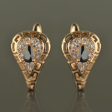 Позолоченые серьги ХР 2660-черный фото | Brulik