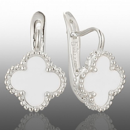 Cережки у стилі Ван Кліф  Fallon 42202888-білі фото | Brulik