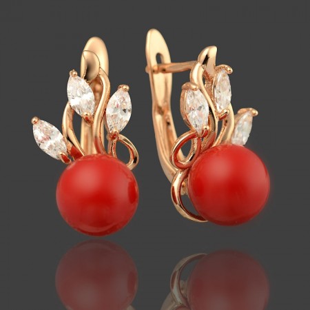 Позолоченные  серьги  XP 20436-красный фото | Brulik