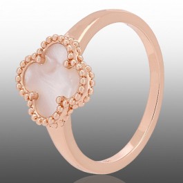 Позолочена каблучка у стилі Ван Кліф Fallon 83233003-білий перламутр