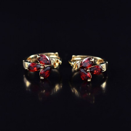 Позолоченные серьги с фианитами 10-9285-красный фото | Brulik