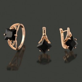 Позолоченный комплект  Fallon 81200102 - черные фианиты