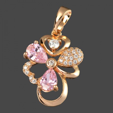 Позолоченный кулон  Xuping 3594 розовые фианиты фото | Brulik