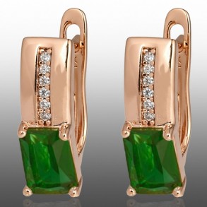 Позолочені сережки Xuping 24336-зелені фіаніти фото | Brulik