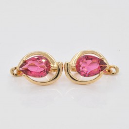 Заманчивые серьги в позолоте 10-2585- красный корунд