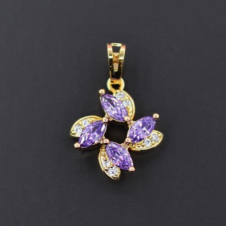 Позолоченный кулон с фианитами Xuping 10-3332-фиолетовый фото | Brulik