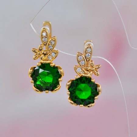 Чудесные серьги Xuping 10-2400-изумрудный фото | Brulik
