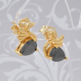 Обворожительные серьги-гвоздики с фианитами ХР 10-9033-черный