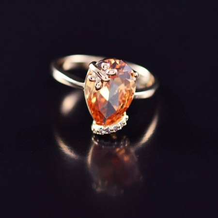 Потрясающее элитное кольцо с фианитами 10-1128-шампань фото | Brulik