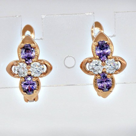 Ослепительные сережки 25666 - фиолетовый фото | Brulik