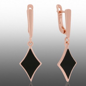 Позолочені сережки  Fallon 82286010-чорний фото | Brulik