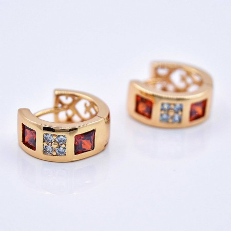 Удивительные серьги с цветными фианитами Xuping 10-2006 - красный фото | Brulik