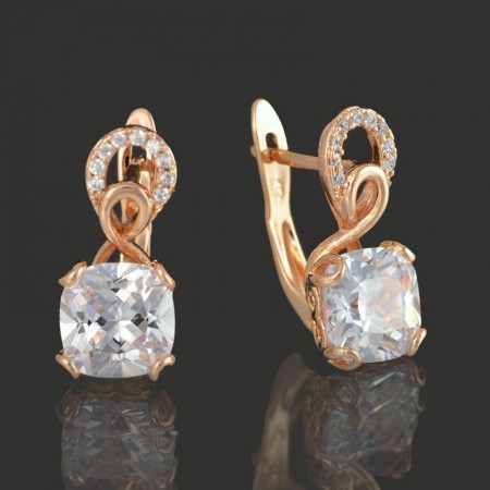 Позолоченные серьги Xuping 9896-белые фианиты фото | Brulik