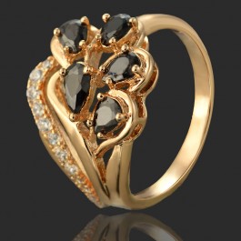 Кольцо позолоченное  XP 1107-чёрный