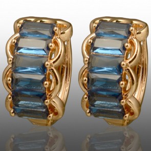 Позолочені сережки Xuping 24681-сині фіаніт фото | Brulik