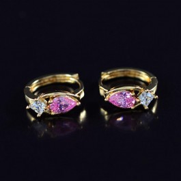 Позолоченные серьги с фианитами оптом 10-9319-розовый