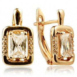 Позолочені сережки  Xuping 23723-білі фіаніти