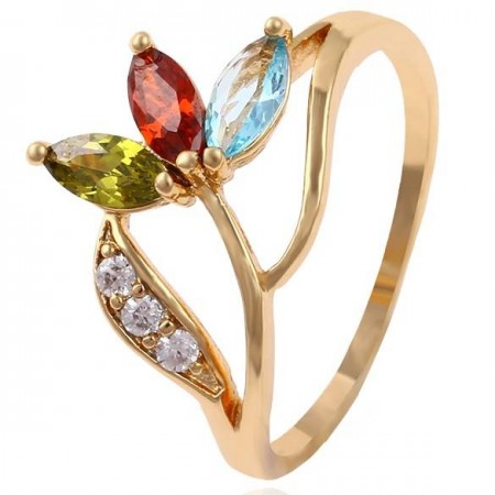 Привлекательное ювелирное кольцо с фианитами 13585-мультиколор фото | Brulik