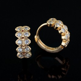 Красивые серьги-колечки с фианитами Хuping 29951