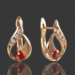 Позолоченные серьги  XP 219-красный