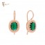 Позолочені сережки  Fallon 82233017-зелений фото | Brulik