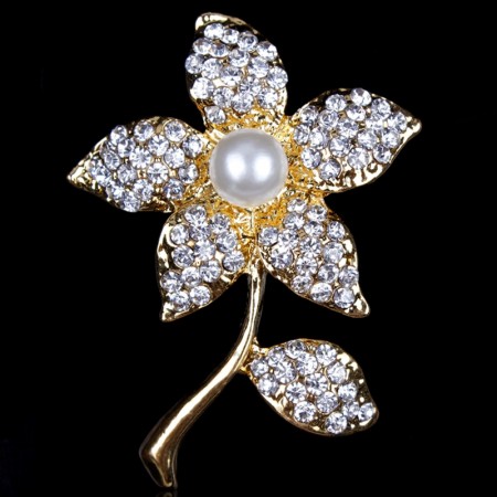 Брошь Цветок в фианитах 8441 фото | Brulik
