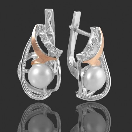 Серебряные серьги с золотыми вставками 39 фото | Brulik