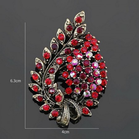 Прекрасная брошь 8276-красные фианиты фото | Brulik