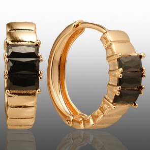 Позолочені сережки  Xuping 23830-чорні фіаніти фото | Brulik