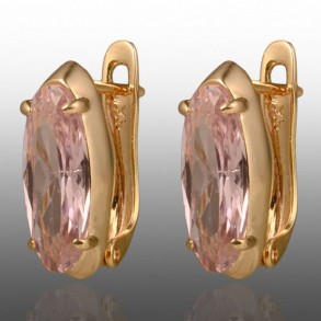 Позолочені сережки  Xuping 24735-рожевий фіаніт фото | Brulik