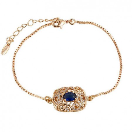 Позолоченный браслет с фианитами 18K 74722-синий фото | Brulik