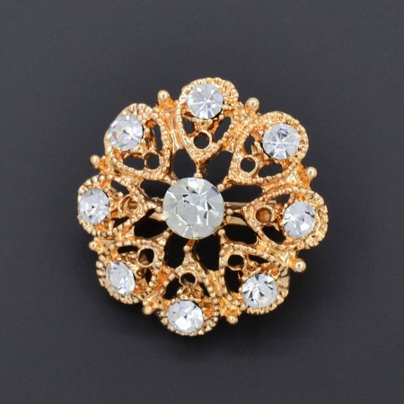 Изумительная позолоченная брошь с фианитами QY 157-11 фото | Brulik